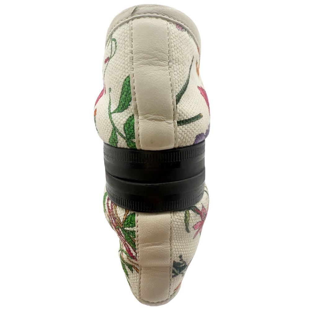 Gucci Jordaan Horsebit Loafer Cream White Floral Canvas Size 37 US 7 Flat Shoe - Picture 12 of 15